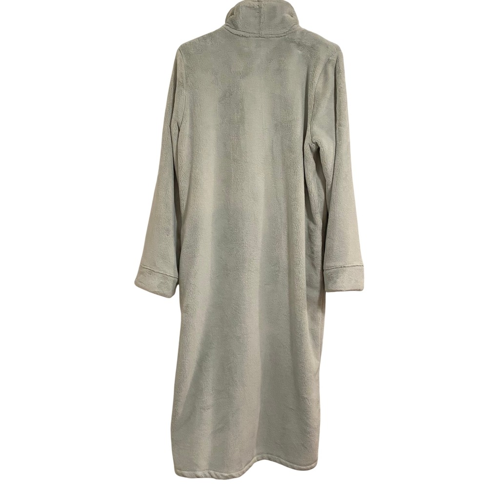 L.L.Bean Cabin Core Robe Women L Green Wicked Plush Full Zip Fleece 513997 - Picture 6 of 6